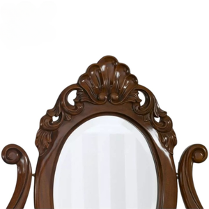 Tocador de Madera de Teca Maciza con Espejo y Taburete |   Tocador de Maquillaje Clásico Hecho a Mano para Sala de Estar o Dormitorio con Cajones de Almacenamiento - Product Image 3