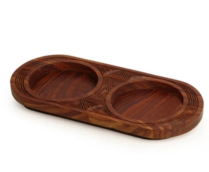 Bocaux en céramique à l'ancienne avec plateau sculpté à la main Ensemble non étanche à l'air de 2 pots à condiments en céramique avec shesham en bois - Product Image 5