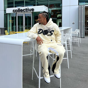 Venta al por mayor de ropa deportiva de otoño para hombres Streetwear 2-Piece Set Stacked Flare Sweatpants Jogger con estampado Sporty Hoodie Shirt Design - Product Image 4