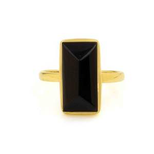 Anillo de piedras preciosas de ónix negro Natural de la mejor calidad, 8x16mm, chapado en oro de 18 quilates, Octágono rectangular de plata 925, joyería fina de alta calidad - Product Image 4