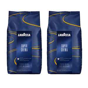 Vente en gros de grains de café Espresso Lavazza Super Crema torréfaction moyenne 2x1kg Pack en vrac Café italien lisse Grains entiers Meilleure offre de réduction - Product Image 1