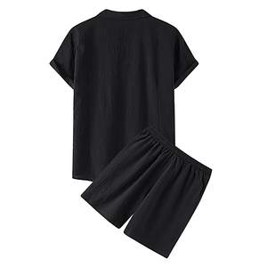 Ensemble de vêtements d'été pour hommes Style décontracté léger 100% coton T-shirt et short couleur unie pour les jours d'été - Product Image 6
