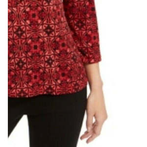 Polo da donna Charter Club casual rosso in tessuto traspirante lavorato a maglia con spandex e poliestere, disponibile in taglie grandi, corto/strapazzo/lungo - Product Image 3