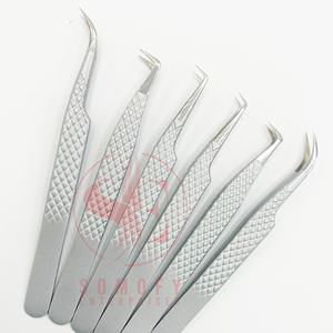 Pinzas de Belleza Curvas de Acero Inoxidable Somofy Enterprises para Extensión de Pestañas, Punta de Fibra para Volumen, 10 mm, Puntas Lisas y Dentadas - Product Image 5