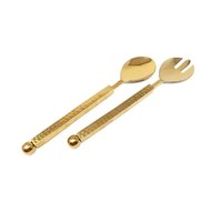Diseño de cuentas de acero inoxidable dorado brillante, mango largo, respetuoso con el medio ambiente, apto para lavavajillas, mesa de comedor, servidor de ensalada, servicio hecho a mano