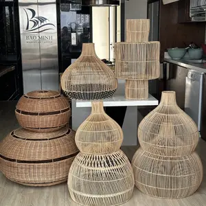 Hot trend 2023!!! indoor/outdoor handmade rattan chandelier and pendant light, wicker lamp shape, rattan hanging light