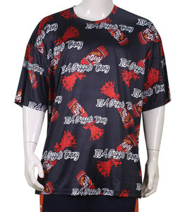 Vente en gros 100% polyester col rond hommes T-Shirt avant Logo coupe surdimensionnée Style Hip Hop manches courtes respirant séchage rapide 180g - Product Image 6