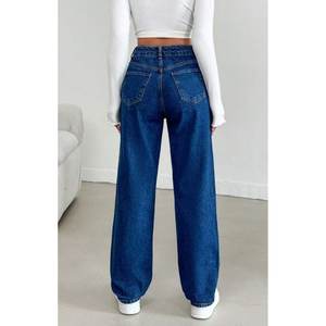 Jean en denim bleu pierre de luxe pour femme, coupe large rétro, taille haute, coupe décontractée, extensible doux, durable, écologique, style streetwear - Product Image 5