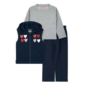 Set Casual in Pile 3 Pezzi per Ragazze T06 con Logo Personalizzato, Stile Boutique con Motivo a Fiocchi per la Stagione Autunnale, Completo con Gonna - Product Image 1