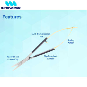 Ciseaux à ressort micro-courbés noirs et dorés en acier inoxydable, outil de précision pour la broderie, la couture et les soins des ongles - Product Image 3