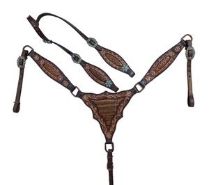 Têtière de cheval en cuir de vache d'alligator brun clair au design personnalisé intelligent, sculpture de style occidental pour l'équitation d'Argentine - Product Image 1