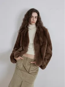 Nouveauté 2024 - Parka unisexe en fourrure de lapin Rex véritable de haute qualité, boutonnage simple, tissé uni, respirant, manches longues pour l'hiver - Product Image 6