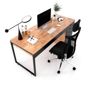 Executive <b>Solid</b> <b>Wood</b> Minimalist <b>Desk</b> 180x70cm with Integrated Cabinet for Office & Home Use-BGD68048 - Product Image 3