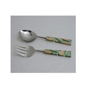 Ensemble de couverts cuillère et fourchette en acier inoxydable avec manche en résine, design tendance, vaisselle pour fournisseur en gros - Product Image 1