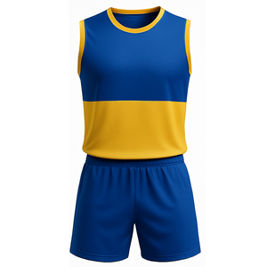 Uniforme de Voleibol de Dos Tonos Azul Rey y Amarillo de Alta Calidad, Sin Mangas, Sublimado, de Secado Rápido - Product Image 1