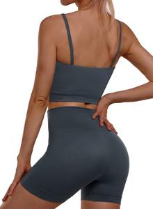 Ensemble de yoga 2 pièces personnalisé pour femmes Top court à manches courtes Ensembles de yoga actif de haute qualité pour femmes Gym Fitness - Product Image 6