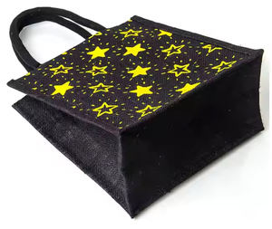 High Quality Black Handmade Jute <b>Bags</b> Elegant Printed Multipurpose Biodegradable & Reusable with <b>Zip</b> & Handle for Sale - Product Image 6