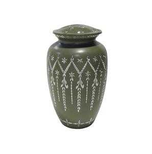 Urna de recuerdo azul real Diseño moderno grabado floral para el hogar y los funerales Urna de cenizas conmemorativa de calidad premium - Product Image 4