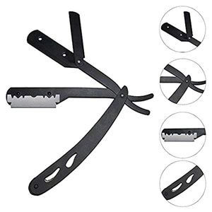 Maquinilla de afeitar recta para hombre de alta calidad, herramienta de afeitar negra sólida personalizada, acero inoxidable para barberos - Product Image 3
