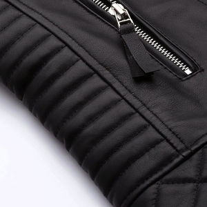 Chaqueta de cuero con soporte y cremallera completa para hombre, color liso teñido, hecho a medida, impermeable, ecológico, de alta calidad - Product Image 5