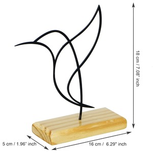 Figurine élégante d'oiseau noir Sculpture de table décorative pour la maison, le bureau, l'événement et le cadeau. - Product Image 4