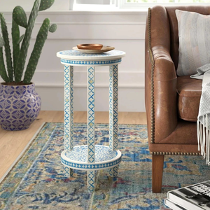 Mesa Auxiliar Decorativa Estilo Boho Chic con Incrustaciones de Hueso para Sala de Estar, Muebles para el Hogar con Combinación Única - Product Image 6