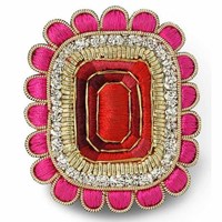 Broche de alambre con diseño de elefante, personalizable, de lona, con imperdible, bordado a mano con cuentas, estilo indio, diseño clásico