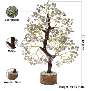 Wholesale Handmade 300-Chip Labradorite <b>Tree</b> <b>Crystal</b> Bonsai Fortune Money Home Decoration Good Luck Stone Gift New Year Souvenir - Product Image 3