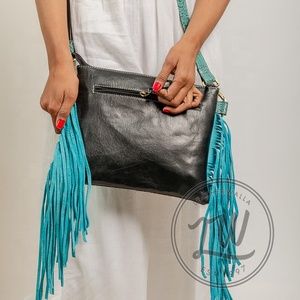 LW <b>Top</b> Product Genuine Leather Animal Print <b>Fringe</b> Shoulder Sling Bags For Women's And Ladies Fashionable - Product Image 5