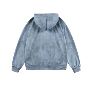 เสื้อฮู้ดดี้ผ้าฝรั่งเศสเทอร์รี่คุณภาพสูง หนา 400 กรัม ผ้าฝ้าย รับสกรีนโลโก้ เสื้อฮู้ดดี้ผู้ชายทรงโอเวอร์ไซส์ สไตล์วินเทจ ล้างสีแบบแอซิด ซิปยาวเต็มตัว รุ่น Ako - Product Image 2