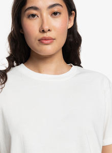 T-shirt uni blanc 100% coton pour femmes, col rond, manches courtes, couleur unie, streetwear, vente en gros OEM, logo personnalisé, t-shirt basique décontracté - Product Image 2