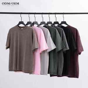 เสื้อยืดผู้ชายผ้าบาติกเฮฟวี่เวทคุณภาพสูงทรงหลวมคอกลมลายเกล็ดหิมะสั้นสีดำสำหรับผู้ชาย - Product Image 6