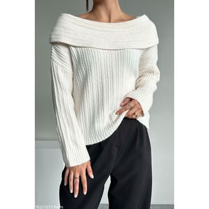 เสื้อสเวตเตอร์แบบมีโครงเปิดไหล่ของผู้หญิงฮิราซคอรมควันพับได้ - Product Image 4
