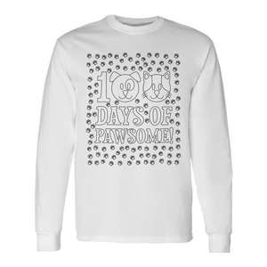 T-shirt à manches longues avec empreintes de pattes d'animaux mignons pour les 100 jours d'école, activité de coloriage, t-shirts promotionnels - Product Image 1
