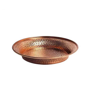 Plateau de service en cuivre pur écologique avec poignée, plaque de placage de cuivre en métal, plat pour la table de fête de mariage, utilisation de service - Product Image 1