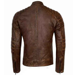 Veste en cuir pur nouveau style de mode avec fermeture éclair veste en cuir pour hommes - Product Image 6