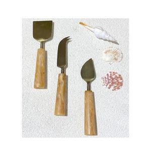 Juego de herramientas para queso de acero inoxidable con mango de terrazo y madera hecho a mano 2024 para bodas, fiestas, eventos, cubiertos de mesa, juego de cuchillos para queso - Product Image 6