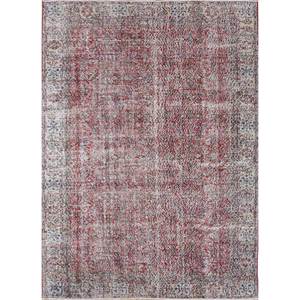 Tapis en laine vintage 9x12 noué à la main, motif médaillon rouge-orange, patchwork puzzle rectangulaire pour couloir et entrée de maison - Tapis Pae-2015 - Product Image 1