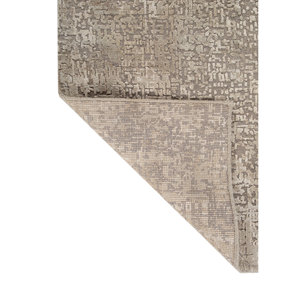 Entropy <b>Grey</b> & Black Hand Knotted Wool & Bamboo Silk Rug Abstract Pattern for Home Use-Model 1502(Fr) - Product Image 5