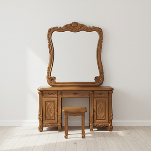 Table de toilette européenne en teck massif durable |   Artisanat sculpté à la main rencontre le luxe respectueux de l'environnement pour votre chambre - Product Image 6