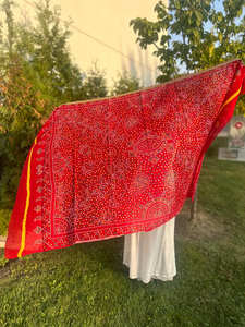 Nouveau stock-motif Bandhani imprimé rajasthani Dupatta pur coton indien et Georgette Type solide directement de l'Inde - Product Image 4