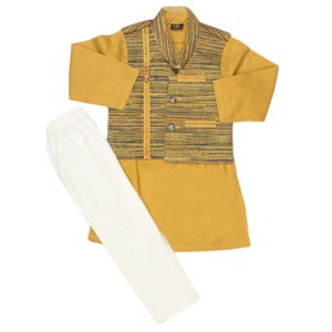 Boys <b>Waistcoat</b> Shalwar Suit - <b>Mustard</b> - Product Image 5