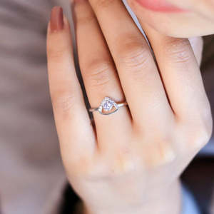 Anillo Solitario de Plata Zarkan Romantic First Love, Ajustable, Talla Única, Chapado en Oro Rosa de 18K, Incrustaciones Modernas para Compromiso - Product Image 2