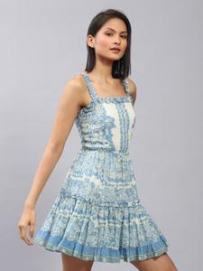 Vestido de mujer de estilo Vintage indio bloque de mano estampado Floral algodón moda Casual verano desgaste transpirable dulce Logo Natural - Product Image 3