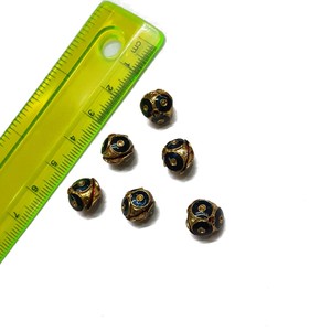 <b>10mm</b> Dark Blue Meenakari Beads Handmade Loose <b>Spacer</b> Beads Indian Enamel Craft Jewelry Making Supplies Bulk Wholesale - Product Image 1