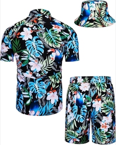ชุดฮาวายวินเทจผู้ชายแบบสั่งทำ OEM เสื้อเชิ้ตลายดอกไม้ กางเกงขาสั้น หมวก ระบายอากาศได้ดี สำหรับงานปาร์ตี้ฤดูร้อนหรือวันหยุดที่รีสอร์ทริมชายหาด - Product Image 2