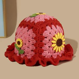Sombrero de Pescador Tejido a Mano con Diseño de Girasol, Casual, Unisex, Transpirable, con Protección para las Orejas, 100% Algodón, Bordado a Mano, para las Cuatro Estaciones - Product Image 2
