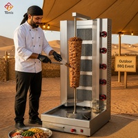 Fabricant de machines à shawarma commerciales, rôtissoire à kebab au gaz en acier inoxydable pour restaurant, vente en gros OEM ODM