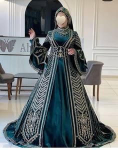 Vestido de Novia de Diseñador Turco, Elegante Vestido de Novia de Lujo, Largo Hasta el Suelo, Estilo de Fiesta para Ocasiones Especiales, Estampado Floral de Satén 2025 - Product Image 2