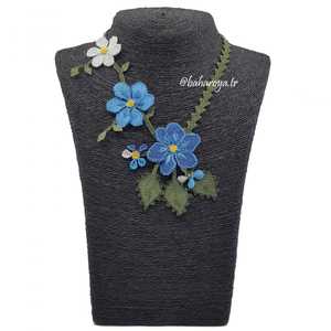 Fatmagül Collection İğne Oyası Mavi Kolye Collar de moda - Product Image 1